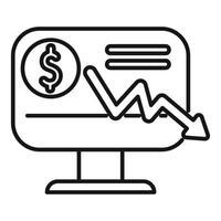 Computer showing declining financial chart with downward arrow and dollar sign vector