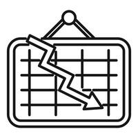 Hanging chart showing economic crisis with falling arrow and grid vector