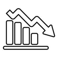 Decreasing bar graph showing negative trend in business vector