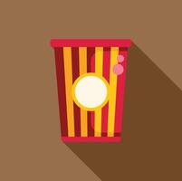 Striped popcorn bucket sitting on brown surface with long shadow vector