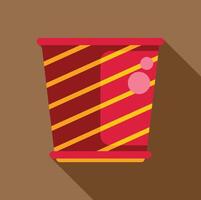 Red and yellow striped paper cup with bubbles floating up vector