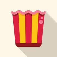 Popcorn box overflowing with tasty buttery popcorn for movie watching vector