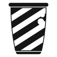 Popcorn bucket with diagonal stripes and bite showing enjoyment vector