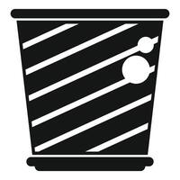 Black and white striped disposable paper cup with holes icon showing usage vector