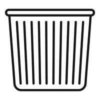 Empty office trash can with vertical lines representing a disposal container vector