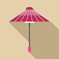 Traditional japanese umbrella casting long shadow on beige background vector