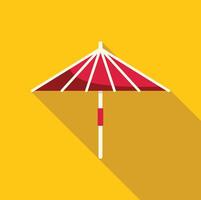 Red japanese umbrella casting a long shadow on a yellow background vector