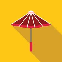 Red and white asian umbrella casting a shadow on a yellow background vector