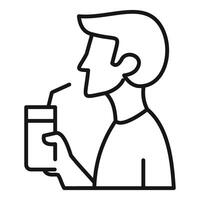 Man drinking beverage with straw in profile icon vector