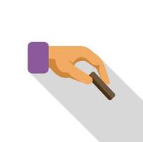 Hand holding a small rectangular object with long shadow vector