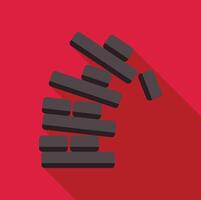 Falling brick wall symbolizing destruction and collapse on red background vector
