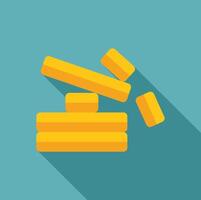 Wooden blocks falling down from stack in flat design vector
