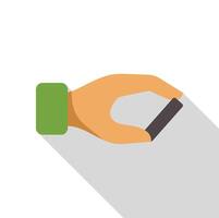 Hand holding small rectangular object with long shadow vector