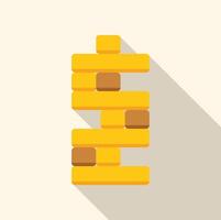 Wooden blocks balancing in a tower structure with long shadow vector