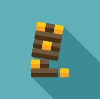 Wooden block tower falling down on turquoise background vector