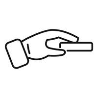 Hand picking up rectangular object with index finger and thumb vector