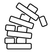 Wooden blocks tower falling down, game ending concept vector