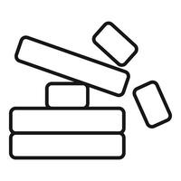 Wooden blocks falling down from stack, risk and failure concept vector