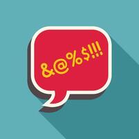 Red speech bubble showing swear words with symbols and exclamation marks vector
