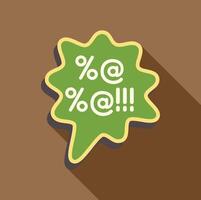 Green speech bubble showing percentage and at symbols with exclamation marks vector