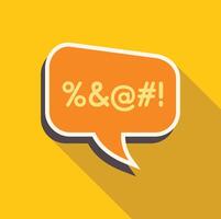 Orange speech bubble showing censored vulgarity on yellow background vector