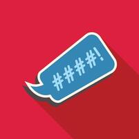 Censored speech bubble showing hashtags on red background vector