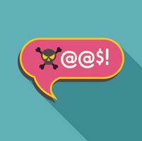Skull and crossbones representing spam and online threats in speech bubble vector