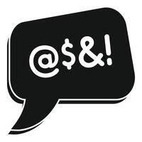 Black speech bubble showing internet slang and informal language vector