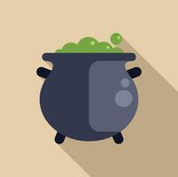 Boiling green potion in a cauldron for a magic spell or a scientific experiment vector