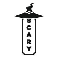 Witch hat floating above scary sign simple icon vector
