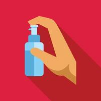 Hand using a sanitizer dispenser, promoting hygiene and germ prevention vector