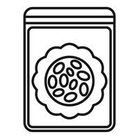 Packet of seeds for planting showing round label with seeds inside vector