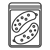 Pickled cucumbers preserved in jar, simple line art icon for food storage vector
