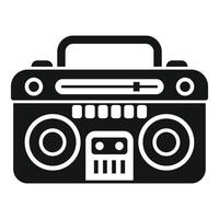 Portable boombox playing music with radio tuner and cassette player vector