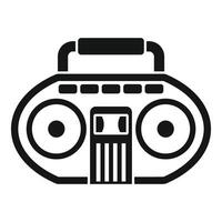Portable boombox playing cassette tape with handle for carrying vector