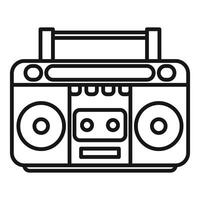 Retro boombox playing cassette tape with handle for carrying vector