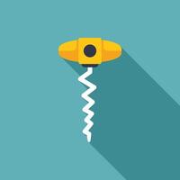 Yellow corkscrew with long shadow on turquoise background vector