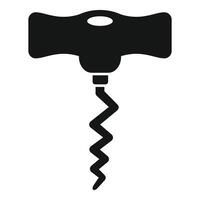 Corkscrew with black handle for opening wine bottles vector