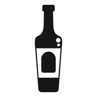 Black bottle of wine with empty label standing on white background vector