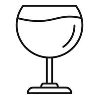 Wineglass with red wine showing smooth liquid surface, simple black line icon design vector