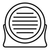 Round smart speaker with stand playing music through horizontal slits vector