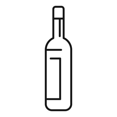 Wine bottle with blank label showing in minimalist outline style