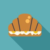 Delicious croissant sandwich with fried eggs and mayonnaise for breakfast vector