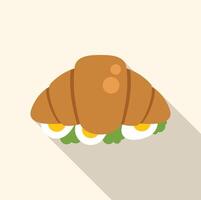 Delicious croissant filled with eggs and lettuce for a tasty breakfast vector