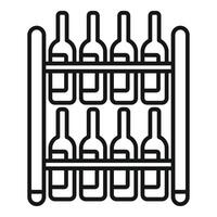 Wine bottles resting on a double decker wine rack vector