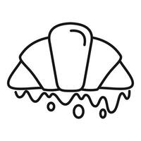 Delicious croissant melted chocolate french pastry bakery breakfast icon vector