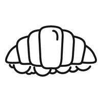 Freshly baked croissant resting on a napkin, simple line art icon vector