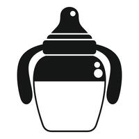 Baby bottle with handles icon showing feeding and nutrition for infants vector