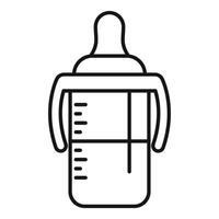 Baby bottle with handles and measurement marks showing milk or formula level for infant feeding vector