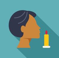 Person blowing out candle in flat design style with long shadow vector